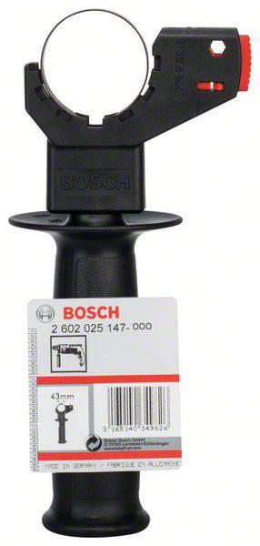 Črna ročica Bosch za električno orodje, z rdečim nastavitvenim gumbom in lestvico. Številka modela: 2 602 025 147-000.