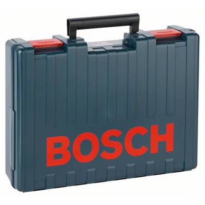 Temno zeleni plastični kovček znamke Bosch z rdečim logotipom, primeren za orodje ali dodatno opremo.