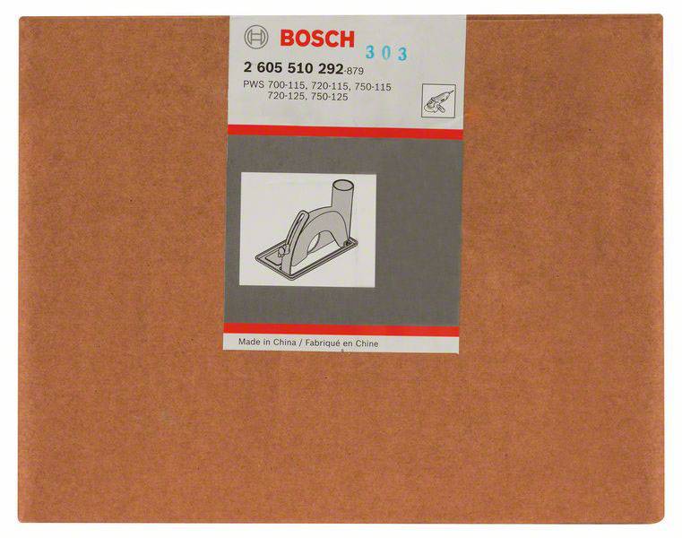 Embalaža brusilnih plošč 'Bosch' s produktno številko. Prikaz brusilne naprave. Besedilo: 'Narejeno na Kitajskem'.