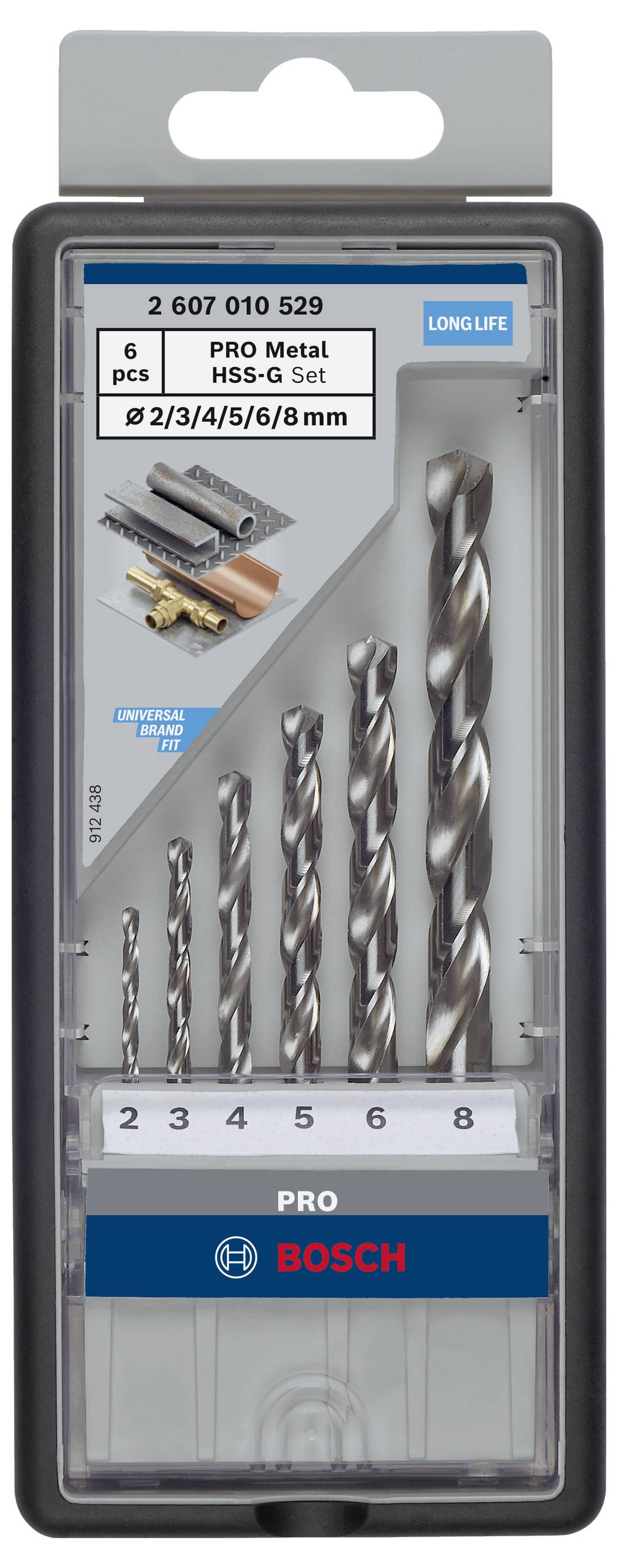 Bosch PRO set kovinskih svedrov, 6-delni, premer: 2/3/4/5/6/8 mm. Primeren za kovino, dolga življenjska doba.