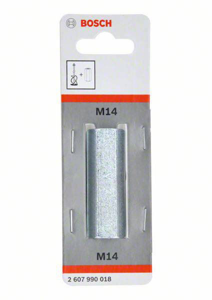 Embalaža Bosch M14 nastavka, srebrne barve, s produktno številko 2 607 990 018.