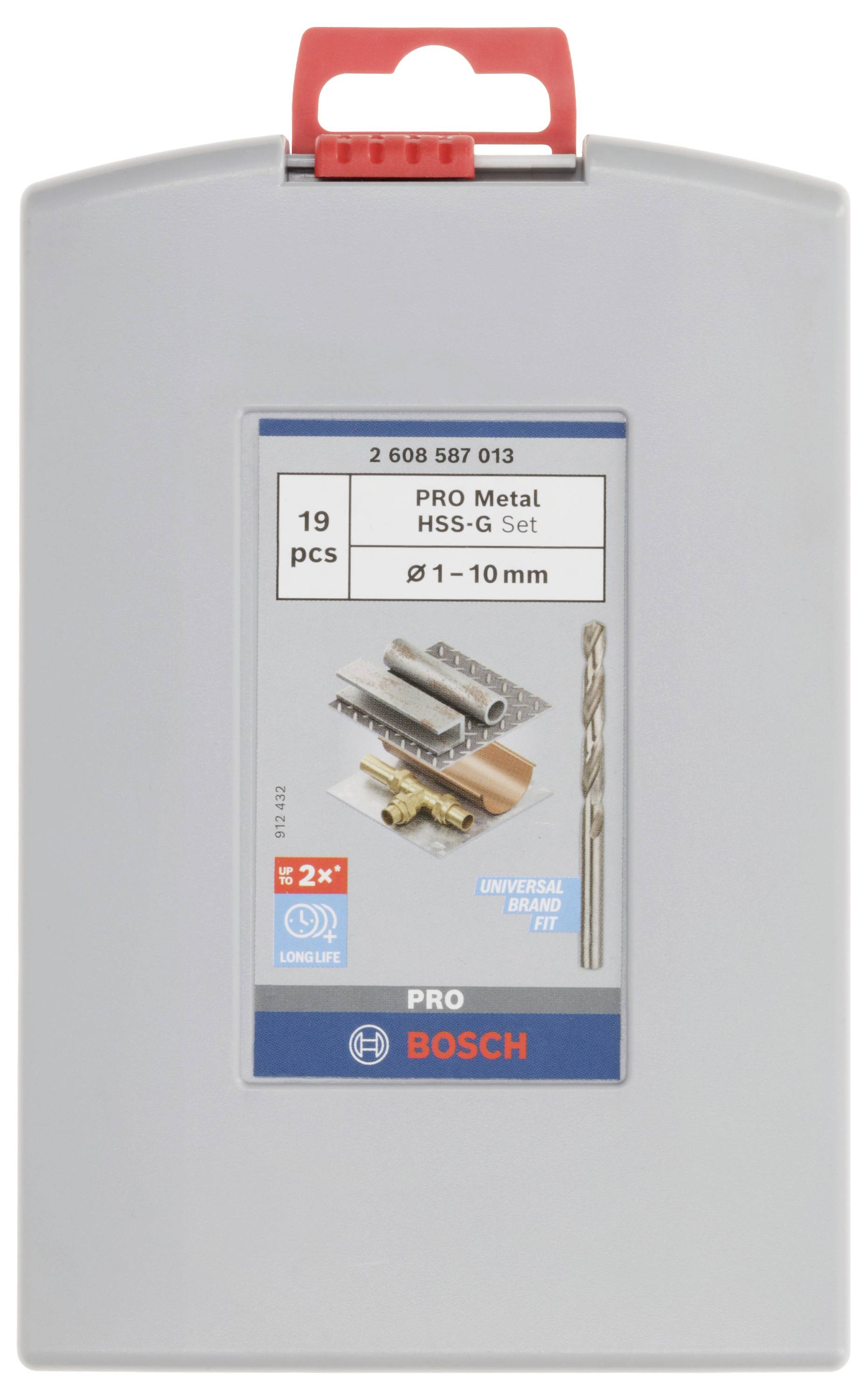 Komplet kovinskih svedrov Bosch, 19-delni, HSS-G, za Ø 1-10 mm, v sivi škatli, primeren za različna kovinska dela.
