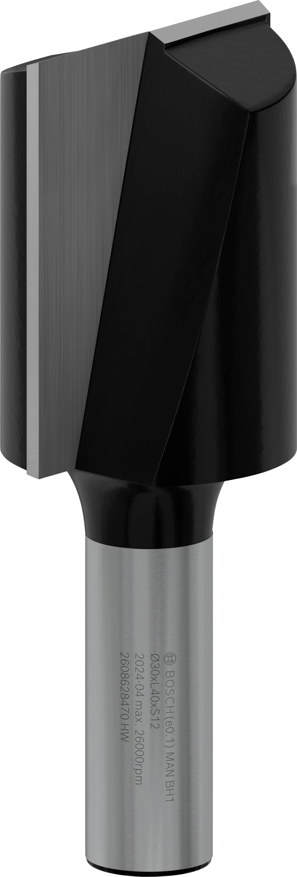 Rezkar s črnim koničastim delom in srebrnim ročajem, verjetno za obdelavo lesa.