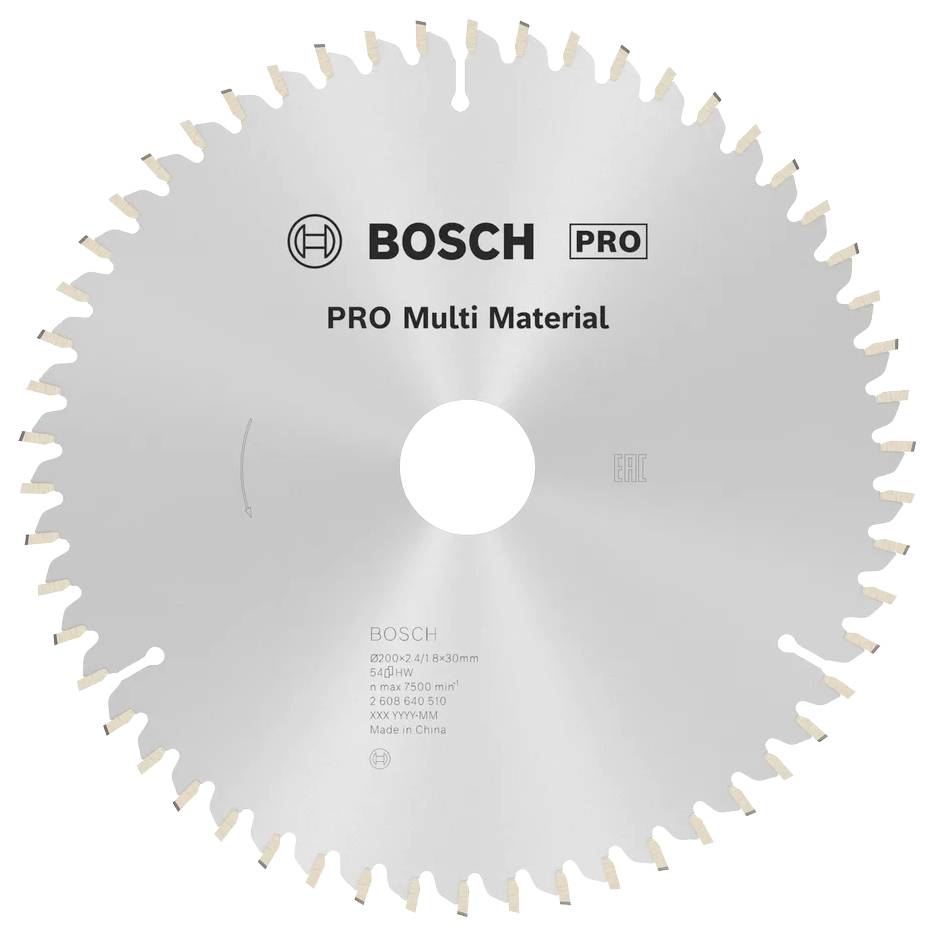 List krožne žage Multi Material, 200 x 30 x 2,4 mm, 54 Bosch 2608640510 premer: 200 x 30 mm debelina: 2.4 mm