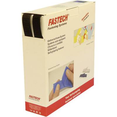 Embalaža 'FASTECH Fastening Systems' z naborom ježkov. Na sprednji strani prikazuje uporabo in primere izdelkov.