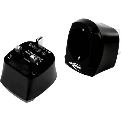 Potovalni adapter Ansmann EU to UK, 1250-0001, črne barve