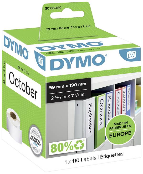 DYMO LABELWRITER ORDNER-ETIK.59X19 0 MM, BELA S0722480