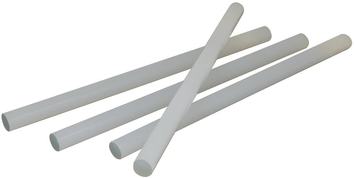 Štiri bele plastične cevi ležijo diagonalno druga čez drugo na beli površini.