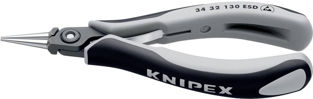 Na sliki je prikazan Knipex obročni klešči z ozkim, koničastim oprijemom in izoliranim ročajem, primeren za natančno delo.