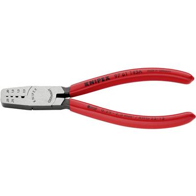 Rdeče krimping klešče Knipex z oznako '97 61 145 A' na ročaju. Namenjene kabelskim čevljem, izdelano v Nemčiji.