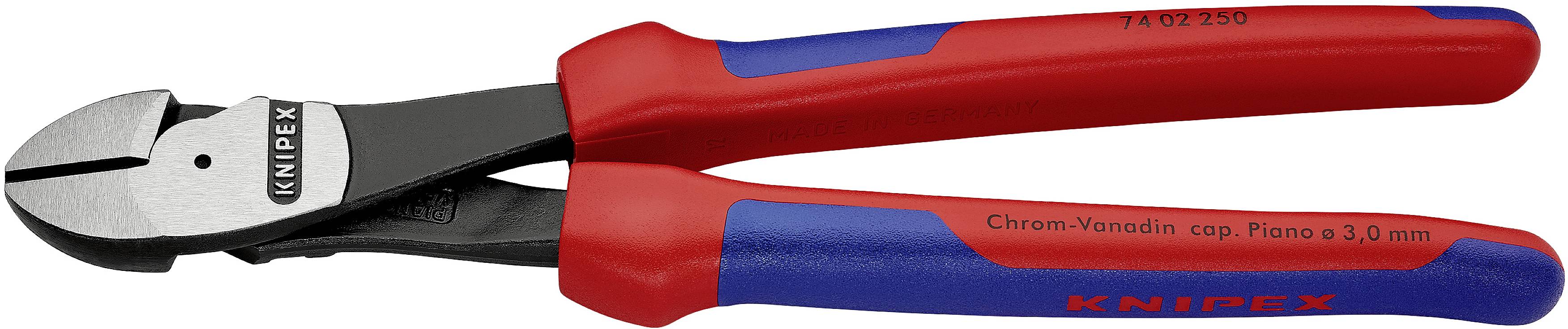 Rdeče-modra Knipex kabelska klešča za rezanje kablov iz krom-vanadijevega jekla.