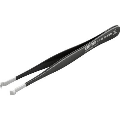 Črna pinceta iz nerjavečega jekla z napisom 'Knipex Stainless Steel 92 08 79 ESD'.
