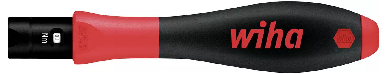 Izvijač z rdečim ročajem znamke Wiha, z indikatorjem navora, 0-8 Nm.