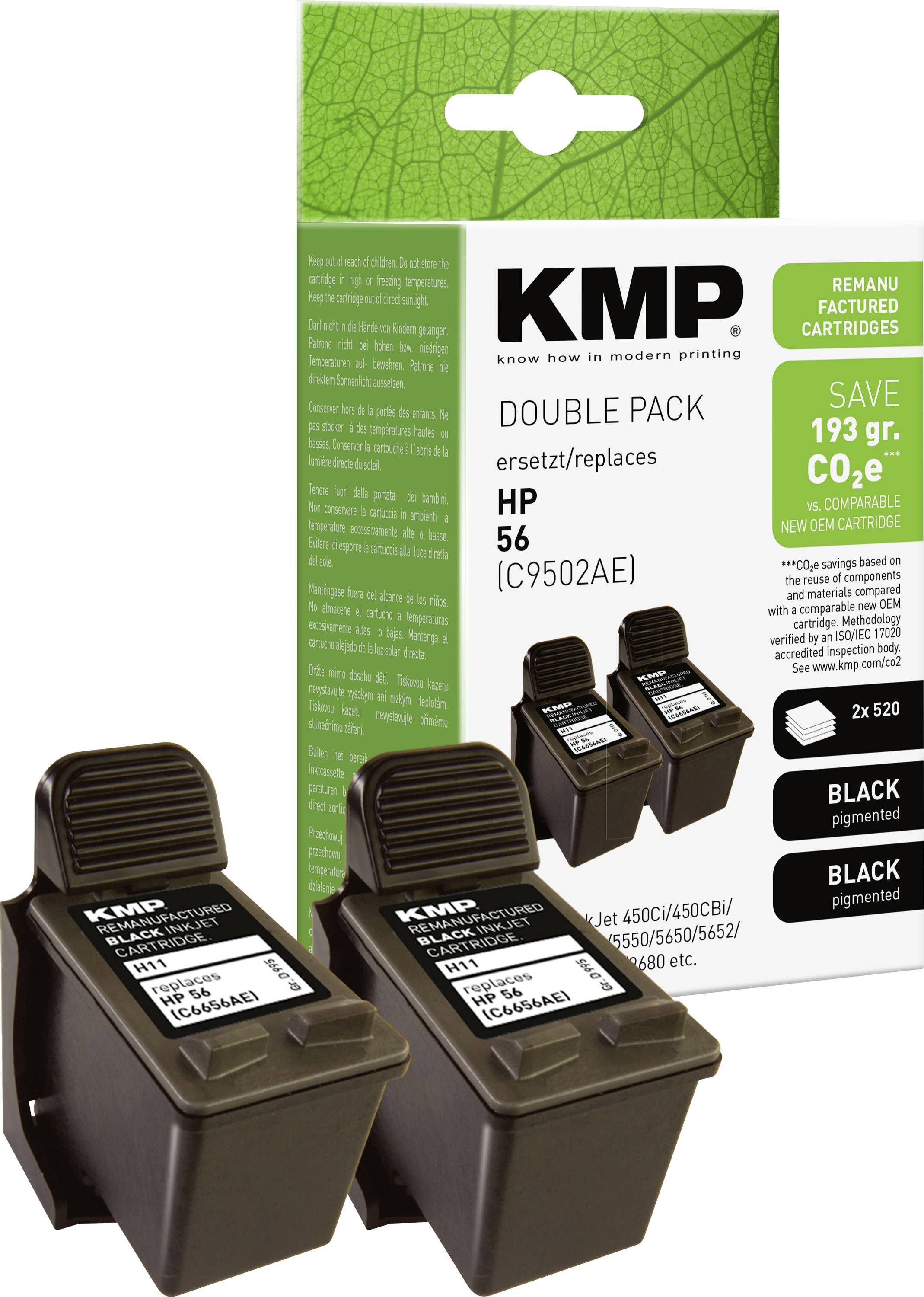 KMP črnilo zamenjava HP 56, C6656AE kompatibilnost 2-delno pakiranje črna H11D 0995,4021