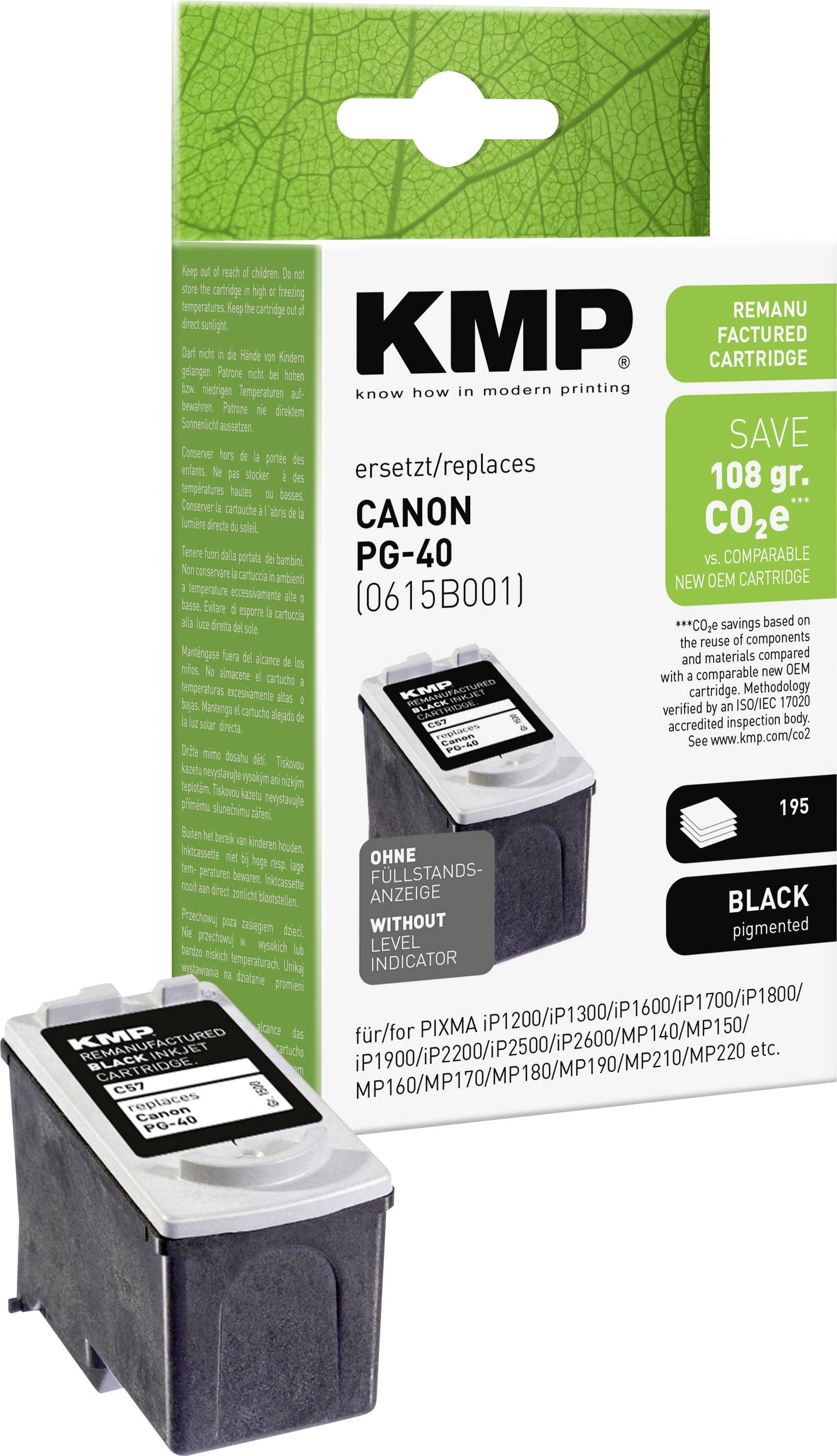 KMP črnilo zamenjava Canon PG-40 kompatibilnost črna C57 1500,4001