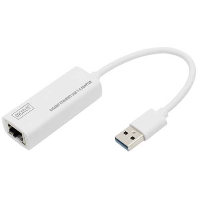 Bel gigabitni Ethernet USB 3.0 adapter z USB priključkom in Ethernet vhodom, primeren za povezovanje naprave v omrežje.