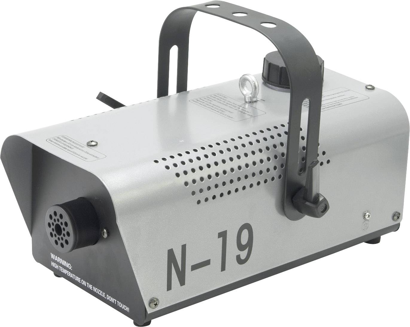 Meglenski stroj, model N-19, z črnim ročajem in prezračevalnimi režami na zgornjem delu.