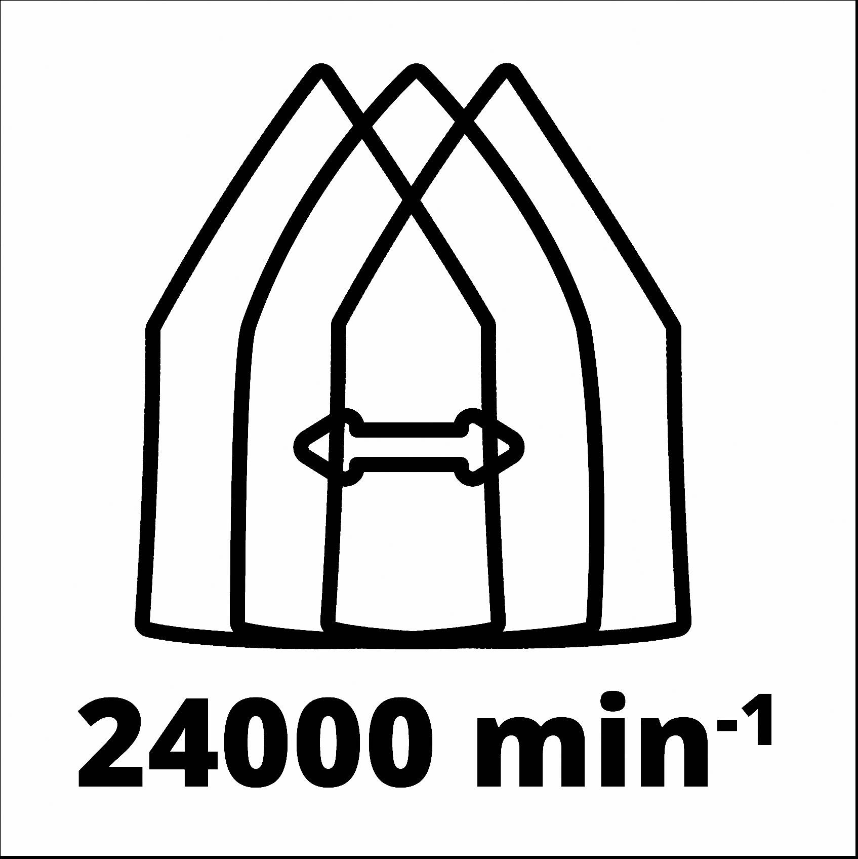 '24000 min⁻¹' prikazuje stiliziran rotor s tremi lopaticami, kar nakazuje na rotacijsko hitrost 24.000 obratov na minuto.