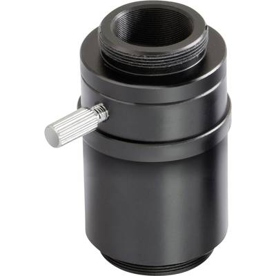 Črn kovinski del z navojem na obeh koncih in stranskim ročajem, verjetno adapter ali povezovalni element.