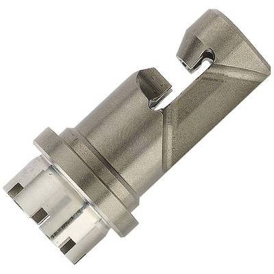 Kovinski cilindrični adapter z več utori in kljuko na zgornjem koncu, uporabljen za strojne ali orodne aplikacije.
