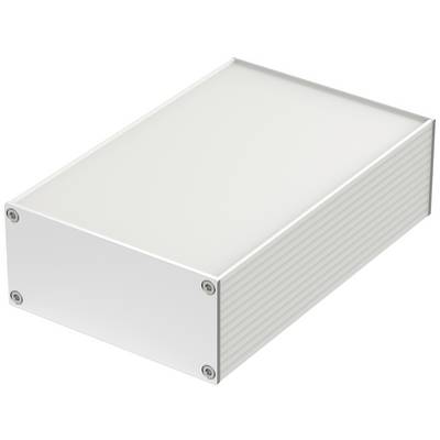 Pravokotno, plosko elektronsko ohišje iz kovine s vijaki na vogalih, primerno za shranjevanje tehničnih naprav.