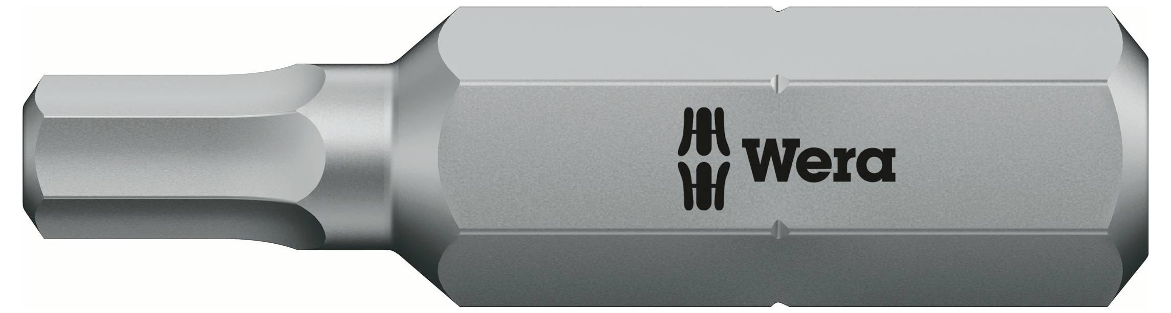 Bit Wera šestrobne oblike s sivim kovinskim finišem.