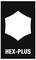 Logotip blagovne znamke s šestkotnim simbolom in napisom 'HEX-PLUS' spodaj.