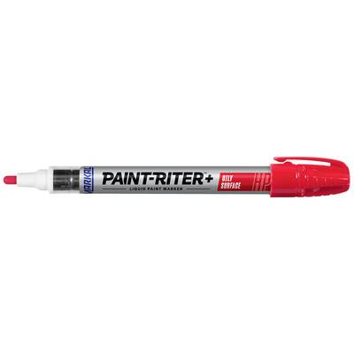 Rdeči marker Roter Markal 'PAINT-RITER+' z fino konico in rdečo kapo, primeren za gladke površine.