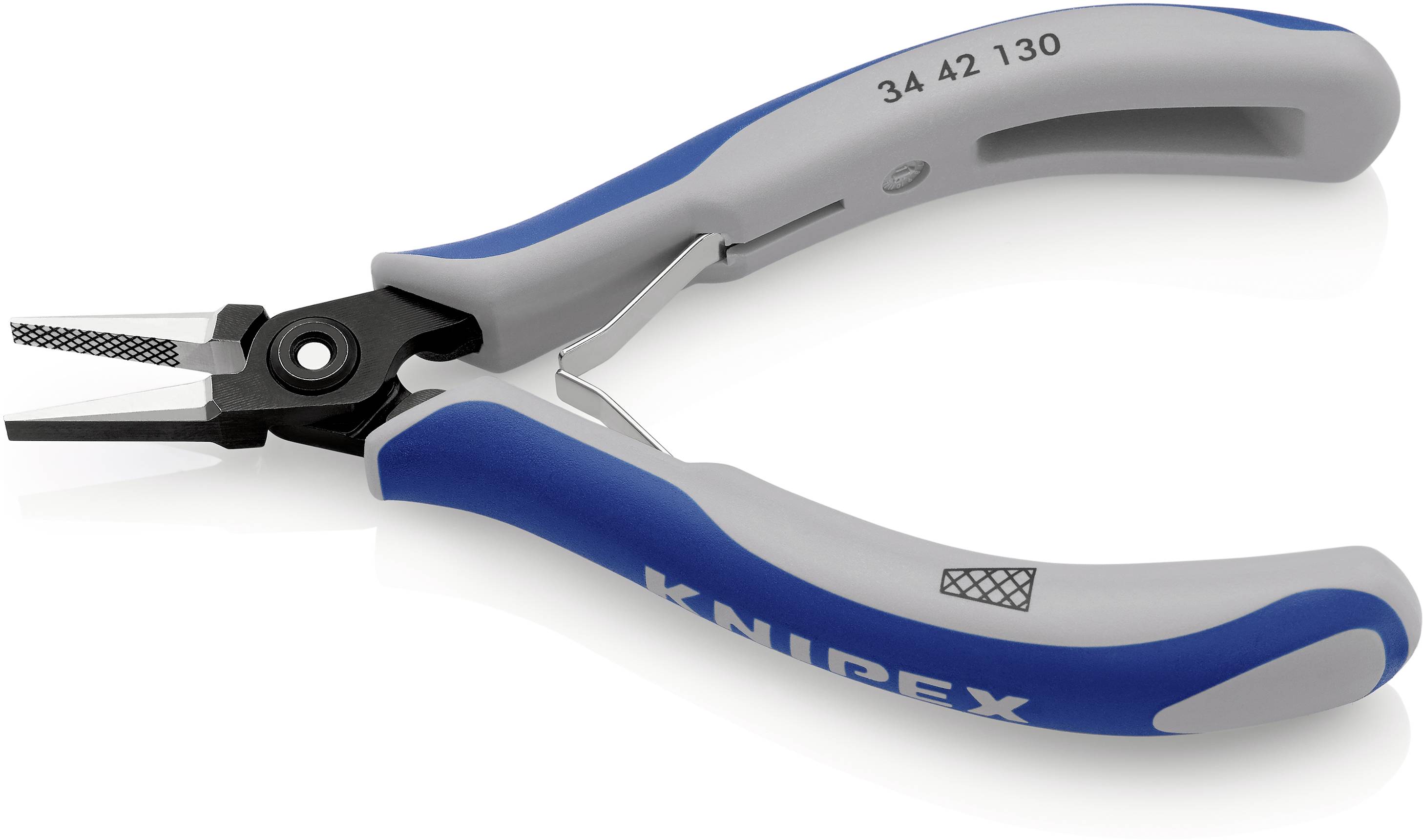 Klešče Knipex z modrimi in sivimi ročaji. Ročno orodje, izjemno robustno in natančno, idealno za profesionalne uporabe.