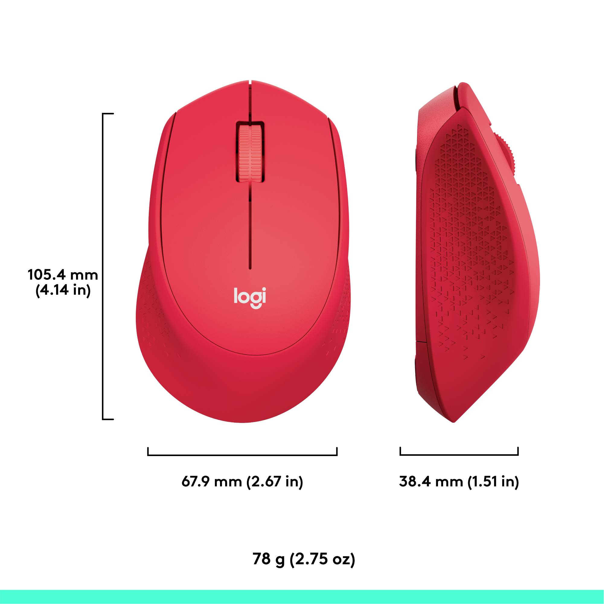 Logitech M330 Silent Plus miška brezžično optični rdeča 3 Tipke 1000 dpi-7
