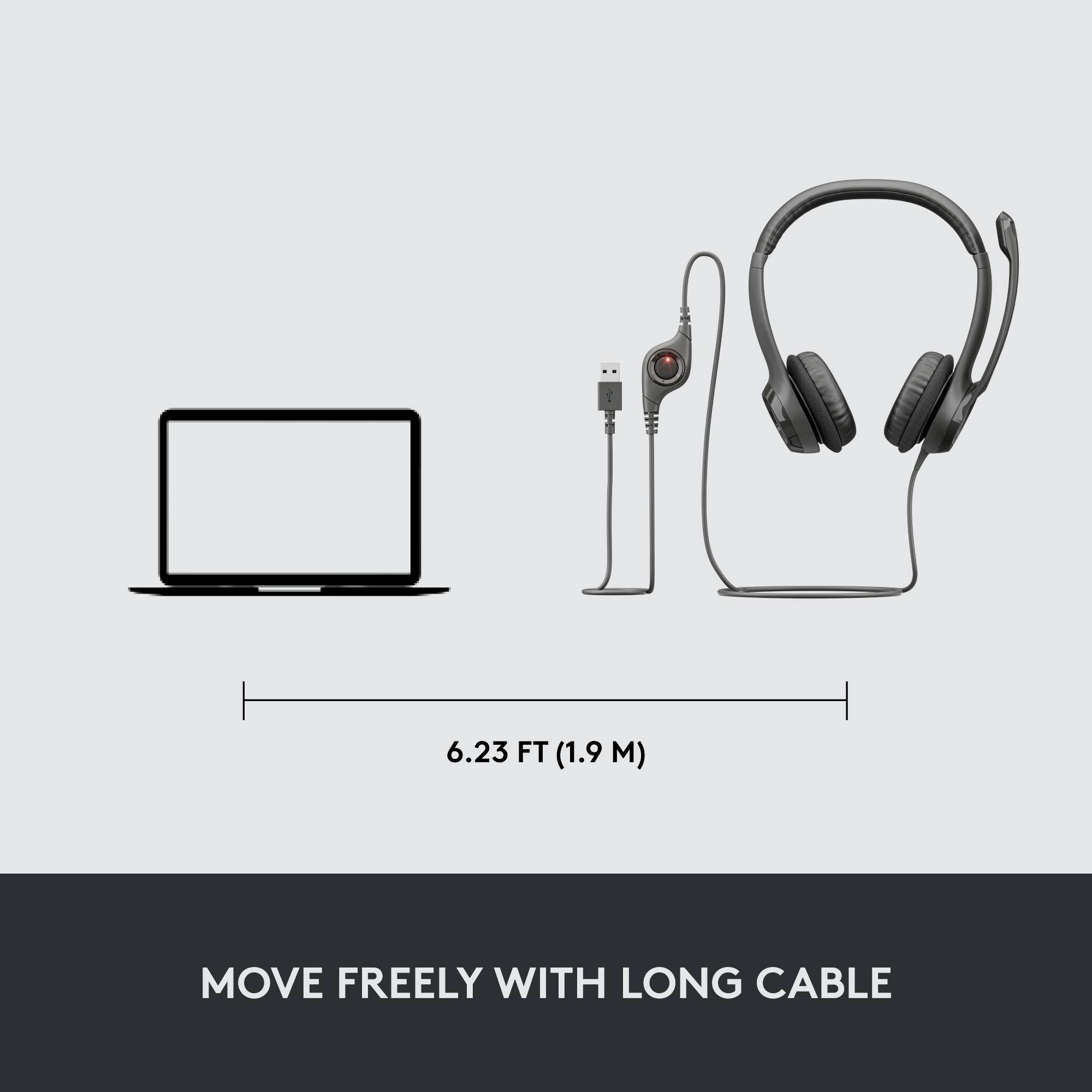 Logitech H390 On Ear Headset žični stereo črna zmanjšanje hrupa mikrofona, odpravljanje hrupa kontrola glasnosti, izklop-7