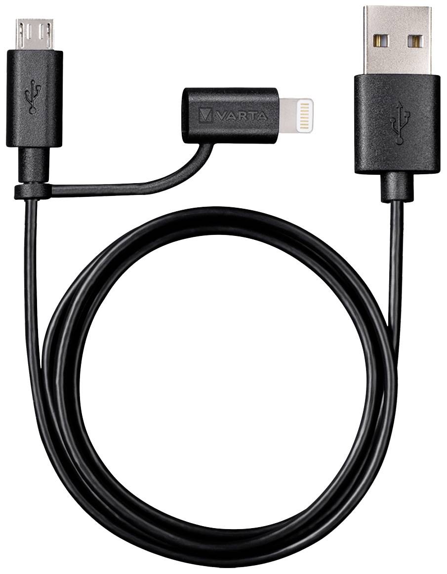 Polnilni kabel Varta USB-Kabel 2v1, Micro-USB, Apple Lightning 57943101401