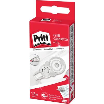 Nadomestna kaseta Pritt, 6,0 mm, 12 m. Nadomestek korekcijskega traku za aplikatorje traku.