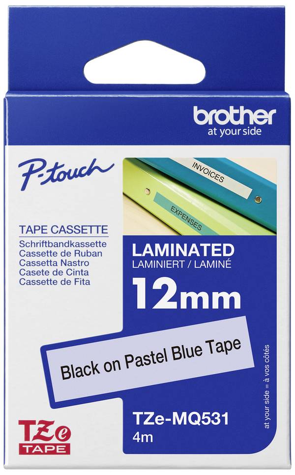etikete  Brother TZe TZe-MQ531 plastika Barva traku: pastelno modra Barva pisave:črna 12 mm 4 m