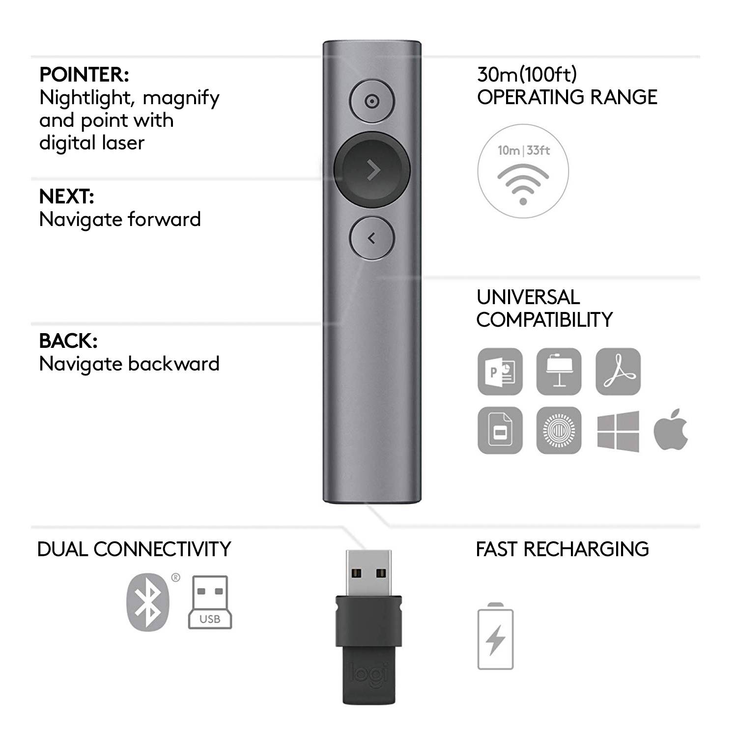 Logitech Spotlight Bluetooth® prezenter-5