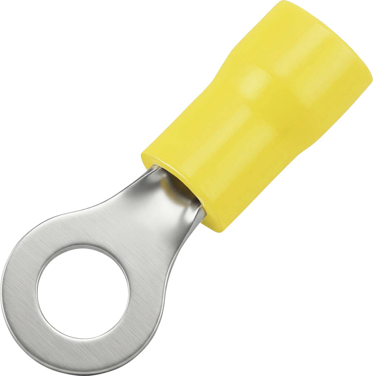 TRU COMPONENTS 746682 obročni jeziček Prerez (maks.)=6 mm² Premer odprtine=6.4 mm delno izoliran rumena 50 kos