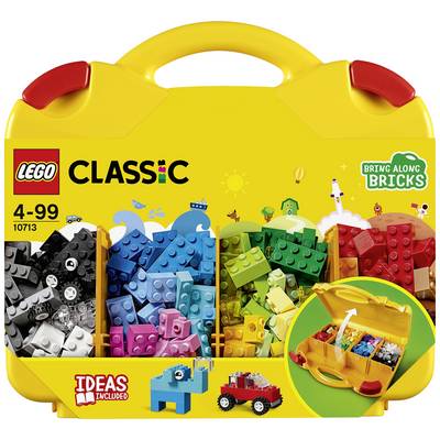 LEGO Classic kovček z barvnimi gradniki za ustvarjalno gradnjo, primeren za otroke od 4 do 99 let. Vsebuje gradbene ideje.
