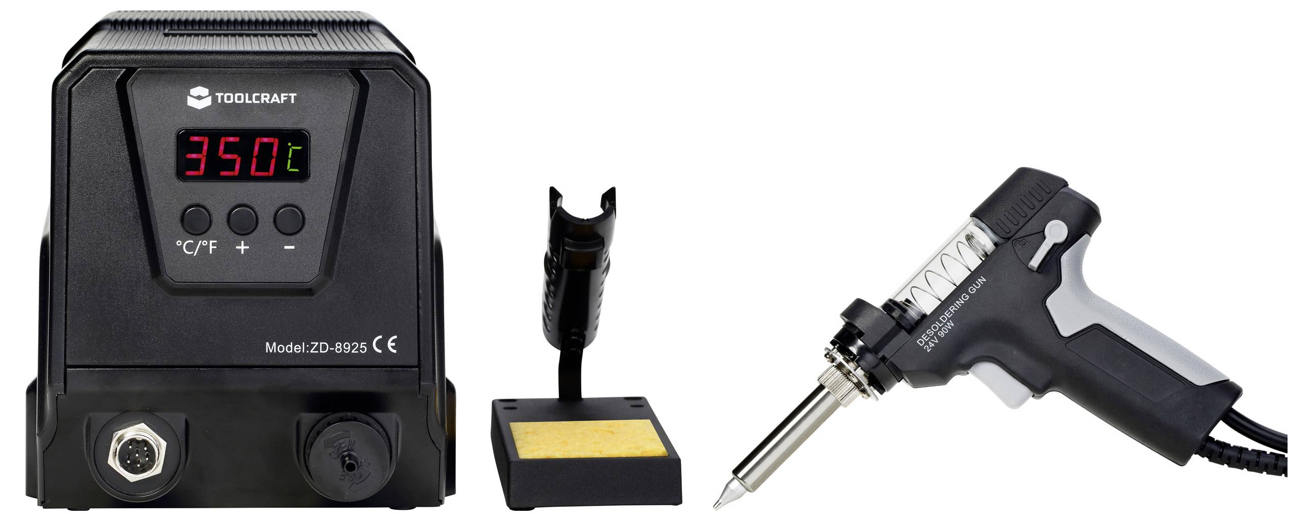 TOOLCRAFT ZD-8925 odspajkovalna postaja digitalni 90 W 160 - 480 °C vklj. odspajkalna črpalka-1