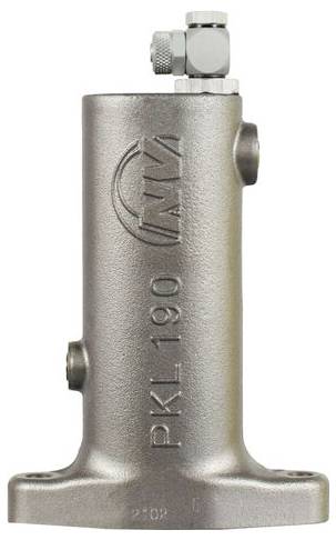 Kovinski valj z napisom 'PKL 190' in ventilom na vrhu, zaporedna razporeditev, industrijska uporaba.