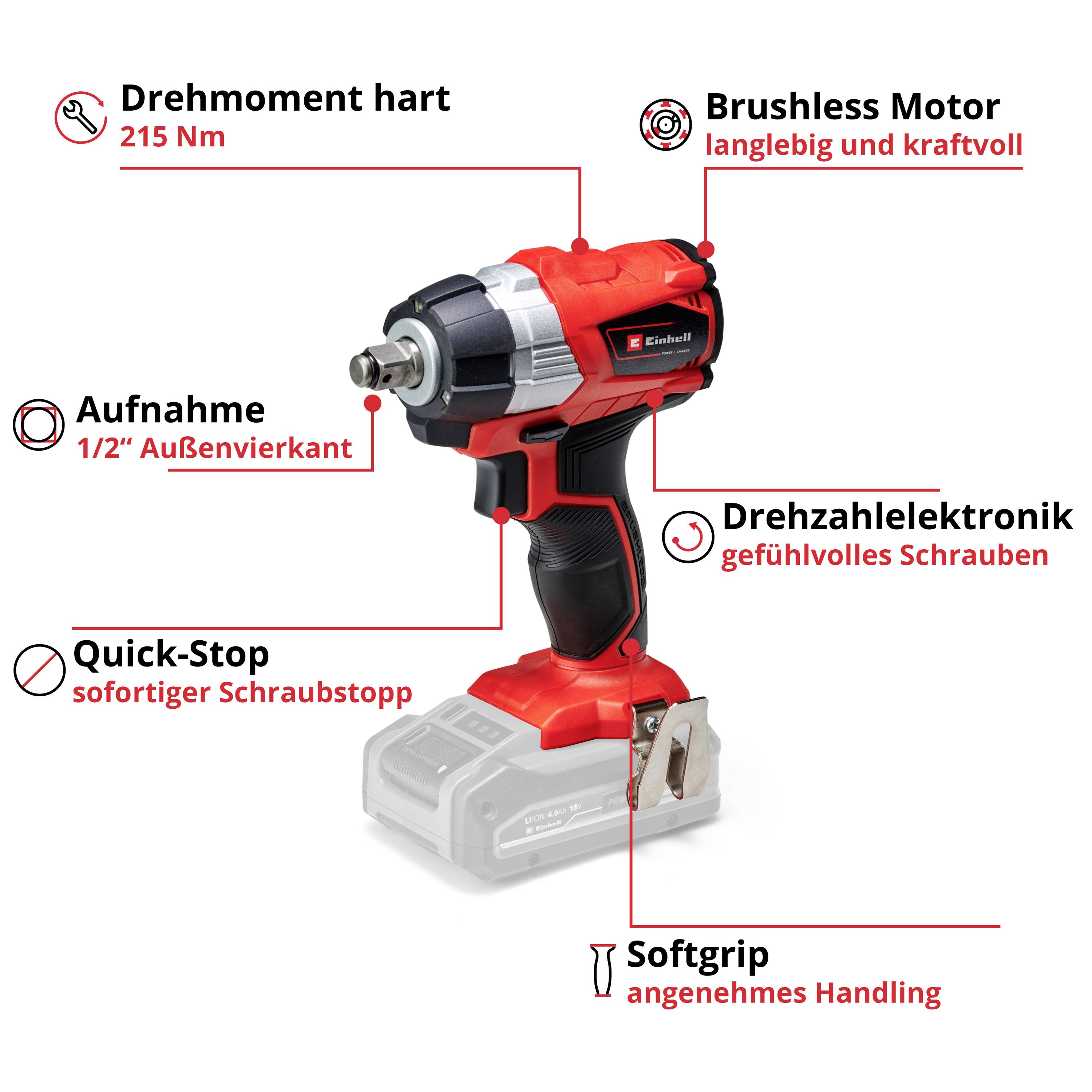 Einhell Professional TP-CW 18 Li BL-Solo Power X-Change 4510040 akumulatorski udarni vijačnik 215 Nm Število vključenih -6