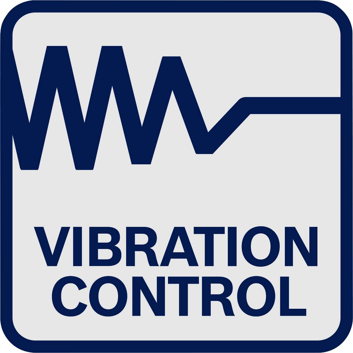 Logotip 'Nadzor vibracij' z stiliziranim merilnikom nihanj nad njim.