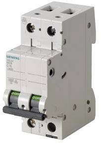 Dvopolni Siemensov instalacijski odklopnik modela C16. Nudi zaščito pred preobremenitvijo v električnih sistemih.