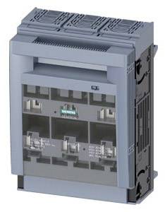 Siv električni odklopnik Siemens pravokotne oblike, z več priključki in izrazitim prezračevalnim rešetkom na vrhu.