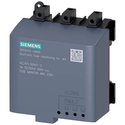 Siv, pravokoten Siemensov aparat za elektronski nadzor varovalke. Besedilo 'Elektronski nadzor varovalke za 3KF'.