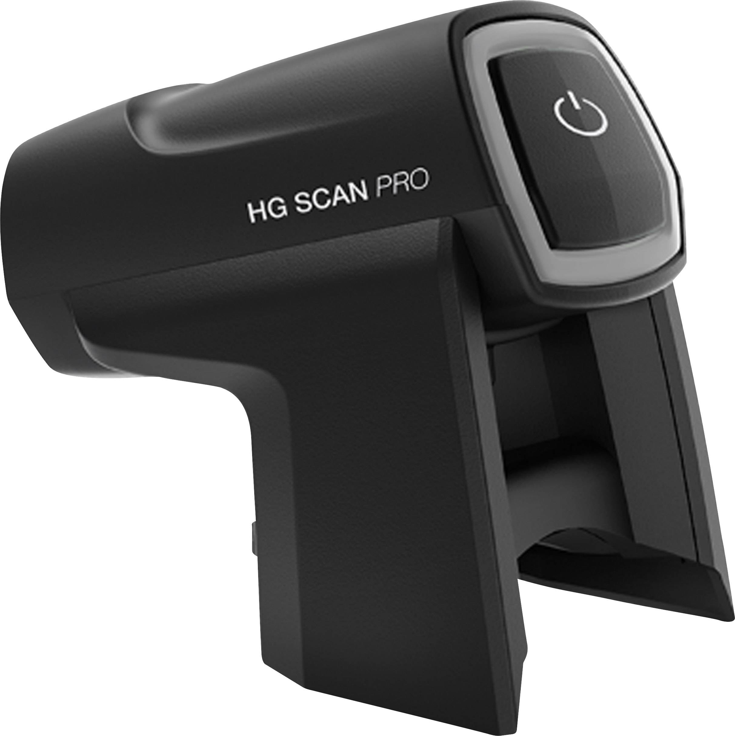 'Črni ročni skener z napisom HG Scan Pro in gumbom za vklop/izklop.'