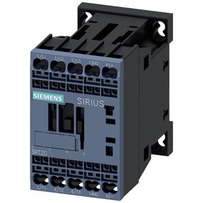 Siemensov Sirius 3RT20 kontaktor z modro sprednjostjo in črnimi priključki, primeren za krmilne in stikalne aplikacije v industriji.