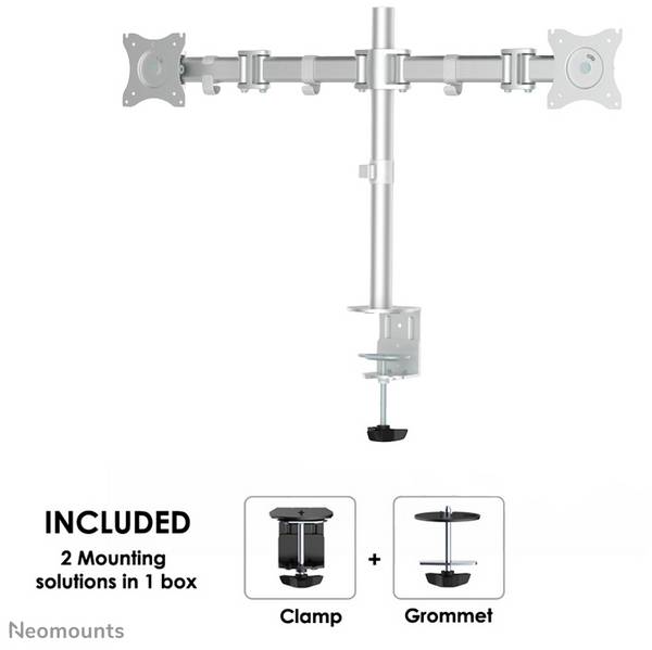 Neomounts NM-D135DSILVER  namizni nosilec za monitor 25,4 cm (10") - 76,2 cm (30") možnost nagiba, možnost obračanja srebrna