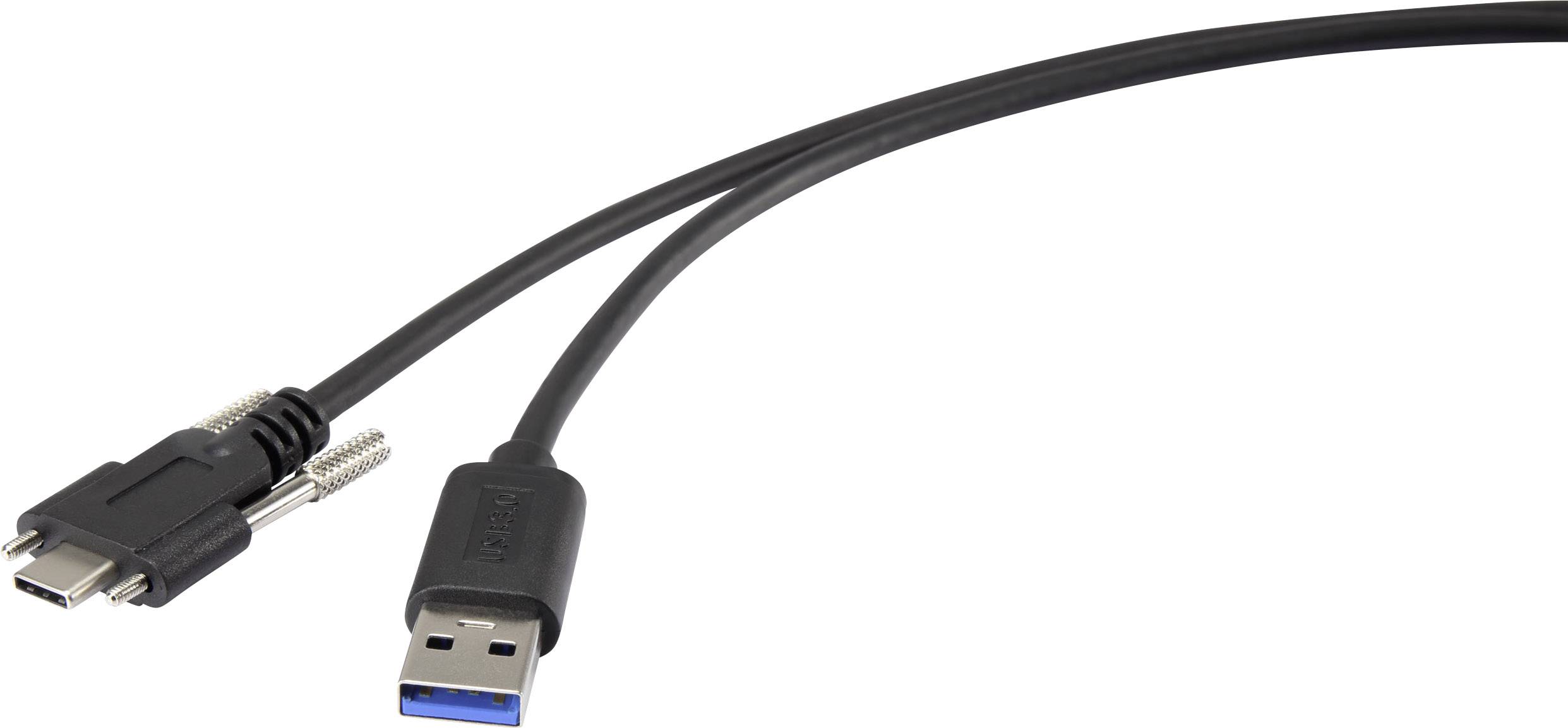 Renkforce USB kabel USB 3.2 gen.1 USB-A vtič, USB-C® vtič 1.00 m črna lahko se privije RF-3773814