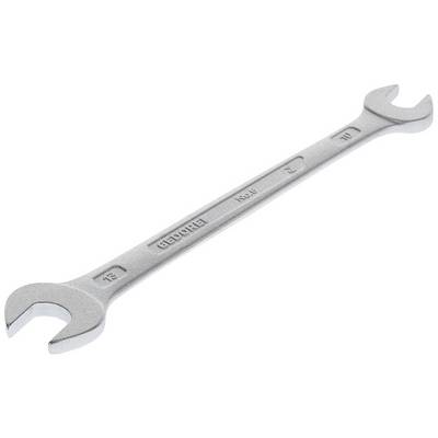 Srebrni vilasti ključ z velikostma 21 mm in 23 mm, rahlo poševno ležeč na beli površini.