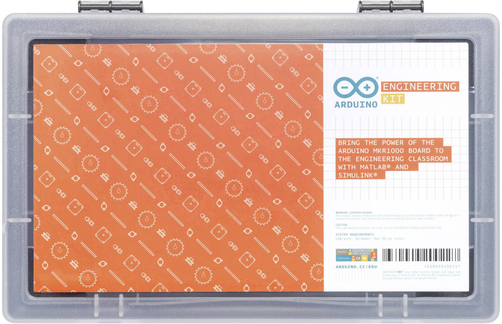 Komplet Arduino Engineering Kit; vsebuje navodila za projekte z MATLAB in Simulink. Vključuje Arduino MKR1000 ploščo.